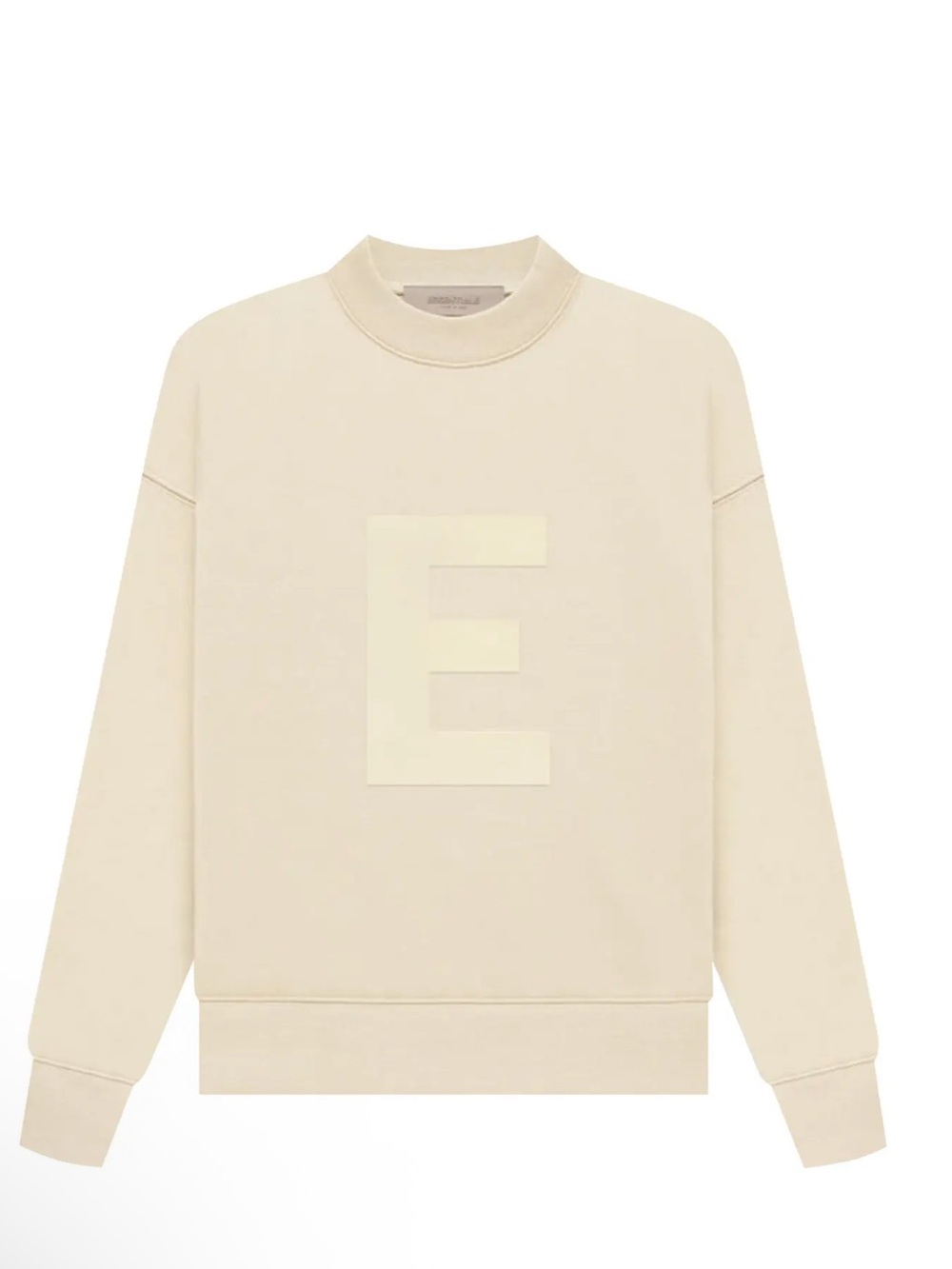 Essentials Cream Crewneck with Tonal 'E' Appliqué Size 10 Women’s